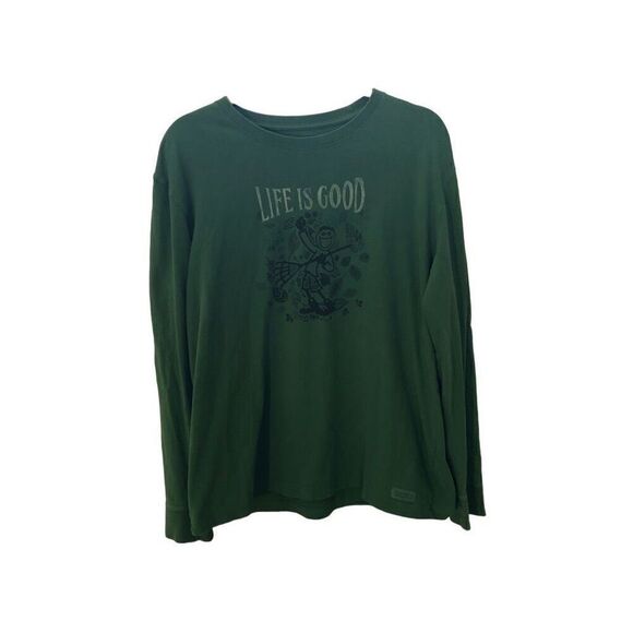 Life Is Good Long Sleeve Crusher Raking Leaves Size Large (L) - Picture 1 of 5